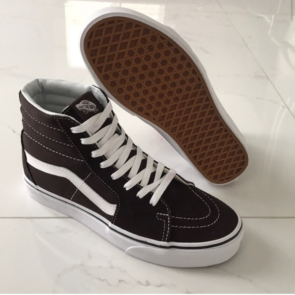 Vans sk8-hi sneaker shoes chocolate torte brown canvas suede - Picture 2 of 8